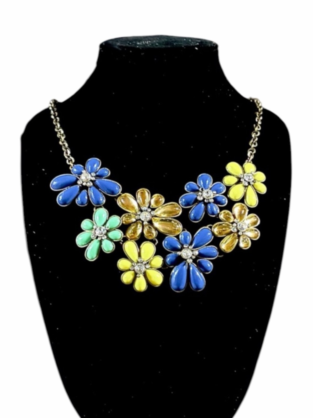 J.Crew – Statement Floral Bib Necklace – Multicolor Enamel Gold Tone – Sz. OS